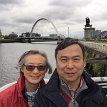 P009-007 South Rotunda (background left) - Clyde Arc, also known as Finnieston Bridge or 'squinty' bridge crossing over River Clyde linking the Mavisbank Gardens-Pacific...