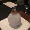 P007 - IMG_2293 ... a sort of oyster granita and radish flower perched on top of a snowball of molded ice, eaten by lowering our lips to the ice-ball surface, like taking a...