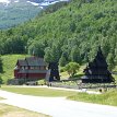 P018a-020 Borgund village, lying along the European route E16 highway, site of the historic Borgund Stave Church...