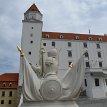 P003-012 A side view of sculptured trophy atop one of the victory or triumphal gates, the western guardhouse and partial view of the palace - Bratislavsy Hrad...