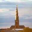 P006 ... beautiful summer sundown colors on the spire, viewed from hotel room where we stayed... photo taken 9:24pm June 21, first night in Copenhagen of our 14-days...