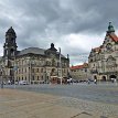 P001 Higher Regional Court of Dresden (Ständehaus) with Brühl's Terrace on left, Dresden Castle (Dresdner Residenzschloss) on the right