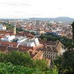 P009 Schlossberg, 1558-ft high hill dominating the old town, view over Graz... Graz is Austria’s second largest city, lies at the crossroads of European culture;...