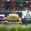 P017-036 ... look, a few small colorful boats mooring by the historic dock canal link - Port of Liverpool, the interconnected dock system linked by lock gates canals...