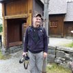 P022 ... a stout pole with a worn out chain attached to a metal collar outside the stave church... our Aussie tour-mate Martin pretended that he's either a horse, or...