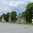 P-002 Large stone memorials of important figures in the Soviet space program along the pedestrian-only Alley