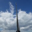 P-004 A larger-than-life statue of Soviet rocket pioneer Konstantin Tsiolkovsky (1857–1935) sits facing back down the path