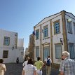 P016 Chora, capital and main village of Patmos, spilling under the walls of the Monastery of St. John like roots of a tree... the Town Hall...