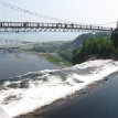 IMG_7316 view of Suspension Bridge Montmorency Falls - St. Lawrence River A leisurely stroll over the suspension bridge allows a full view of the Montmorency Falls and the St. Lawrence River.