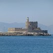 P000c1 The Fort of St Nicholas... guarding the Mandraki harbor, a tower built between 1464 and 1467 at the end of a natural rock wharf; after the siege of Rhodes in...