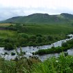 P016-039 River Laune, a river in County Kerry flowing from Lough Leane through the town of Killorglin, emptying into the North Atlantic Ocean first at Castlemaine harbor...