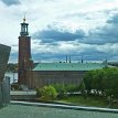 P008 ... view from hotel room where we're staying by canal Klara sjö - Stadshuset (City Hall), standing on the eastern tip of Kungsholmen (King's island) by the...