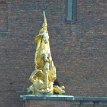 P009a ... a gilded sculpture of St. George and the Dragon on top of the ledge formed on the Maiden's Tower, by the bell tower's north facade, above the Borgargården...