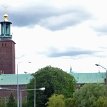 P030q2 Stadshuset (City Hall), five smaller towers in addition to the main bell tower - Karin Tower with a gilded angel weathervane on the spire, by the NE corner...