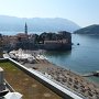 010 - P1170896 A view from our hotel, Avala Resort & Villas, right to left - The Citadela Fortress, Holy Trinity Church (behind the trees) and St. Ivan Church in Budva .