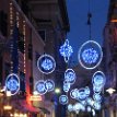 IMG_0919 Venice street with holiday decorations, designer stores on both sides